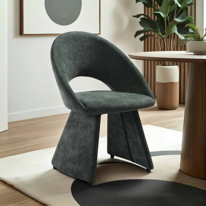 Angelina Modern Curved Back Forest Green Upholstered Dining Chair - Set of 2 - Forest Green