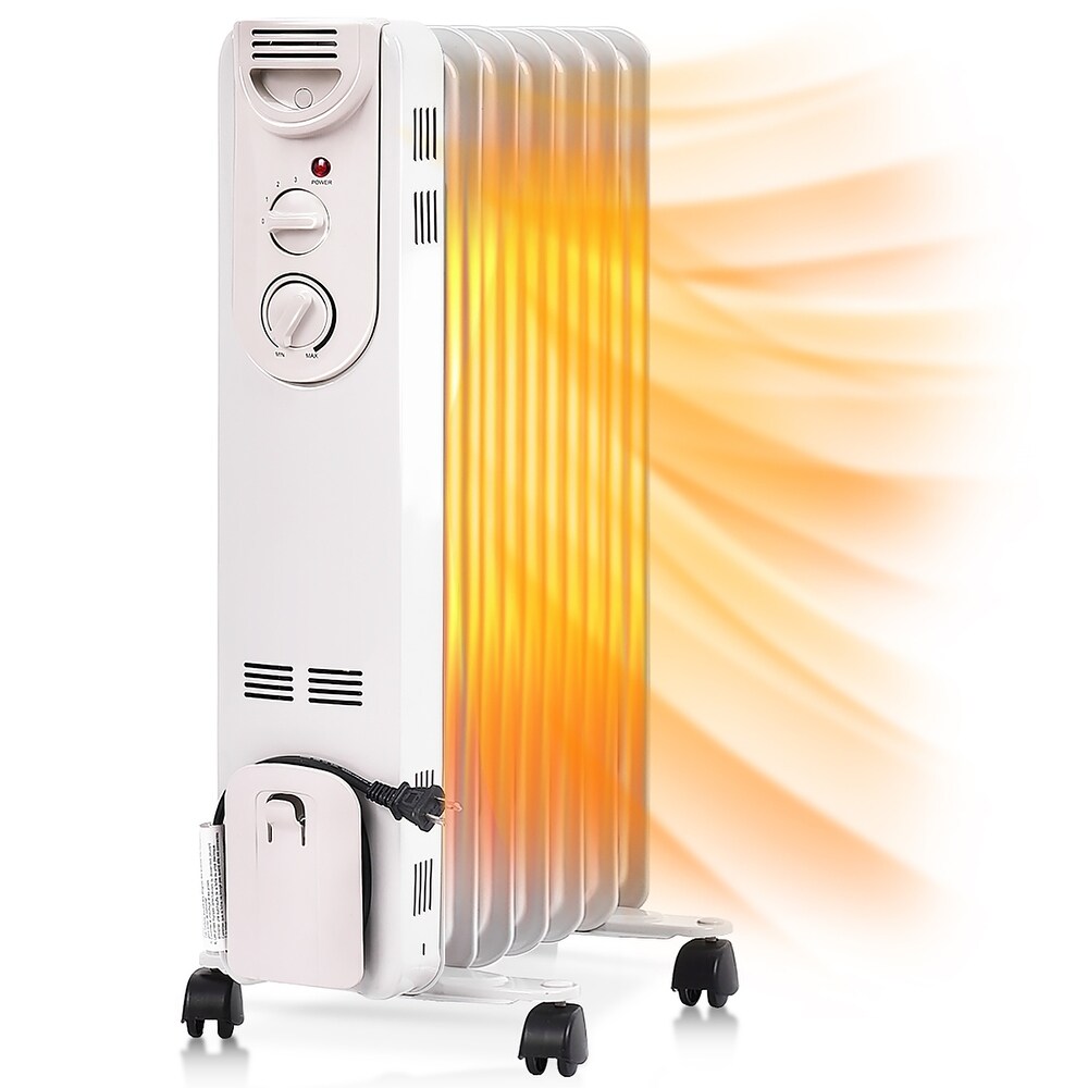 White BLACK+DECKER BXRA43006GB Compact Oil Filled Radiator with 2 Heat Setting and Adjustable Thermostat 600 W