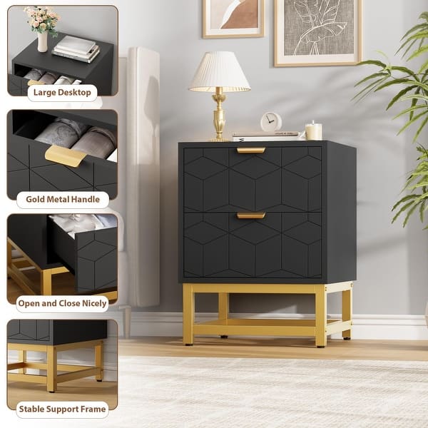2 Drawer Dresser, with Metal Legs and Gold Handles - Bed Bath & Beyond - 43293451 2 Drawer Dresser, with Metal Legs and Gold Handles - Bed Bath & Beyond - 43293451