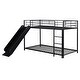 preview thumbnail 39 of 70, Metal Bunk Bed with Slide and Door, Twin Over Twin/Full Over Full Low Bunk Bedframe with Fence Guardrails and Ladder for 2 Kids