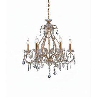 6-Light Gold Chandelier With Clear Crystals - Bed Bath & Beyond - 43819872