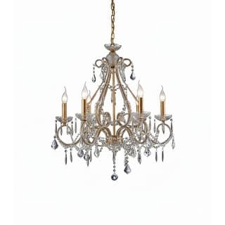 6-Light Gold Chandelier With Clear Crystals