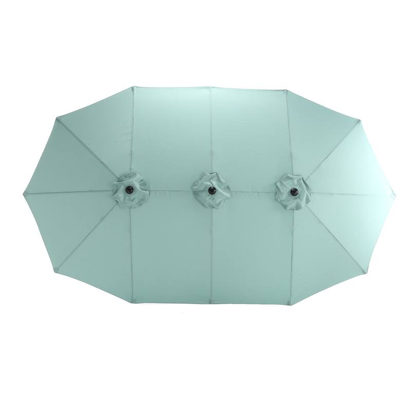Topcraft 14.8ft Metal Rectangular Double Sided Outdoor Market Umbrella - Light green