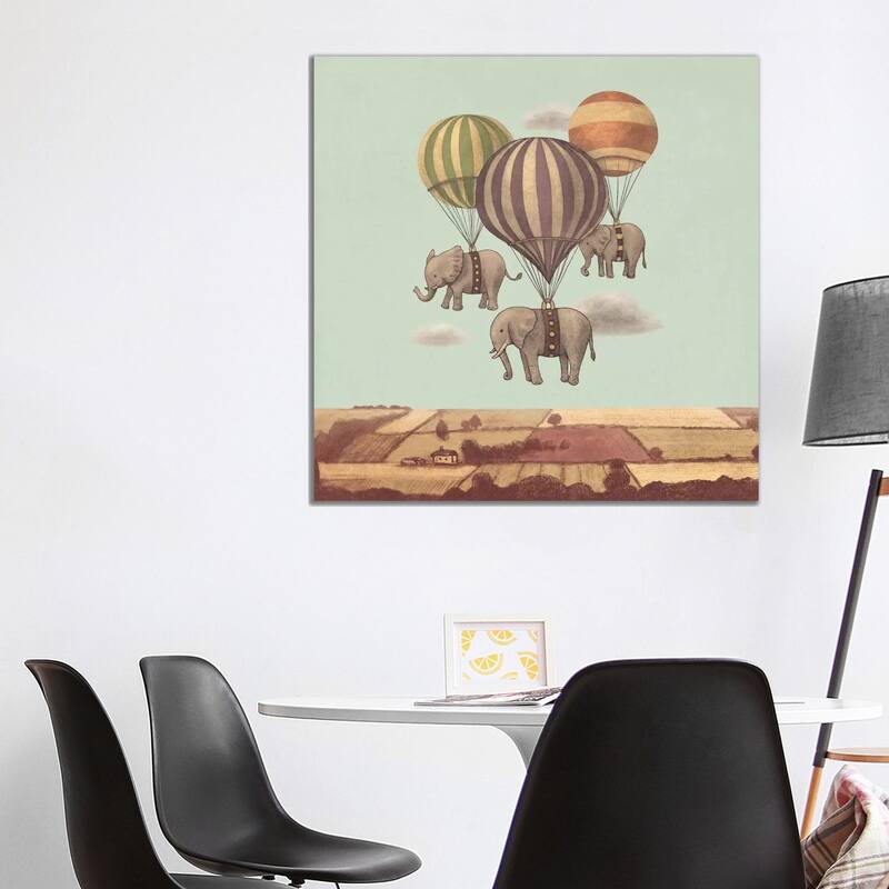 iCanvas "Flight Of The Elephants Mint Square" by Terry Fan Canvas Print - 37x37x1.5