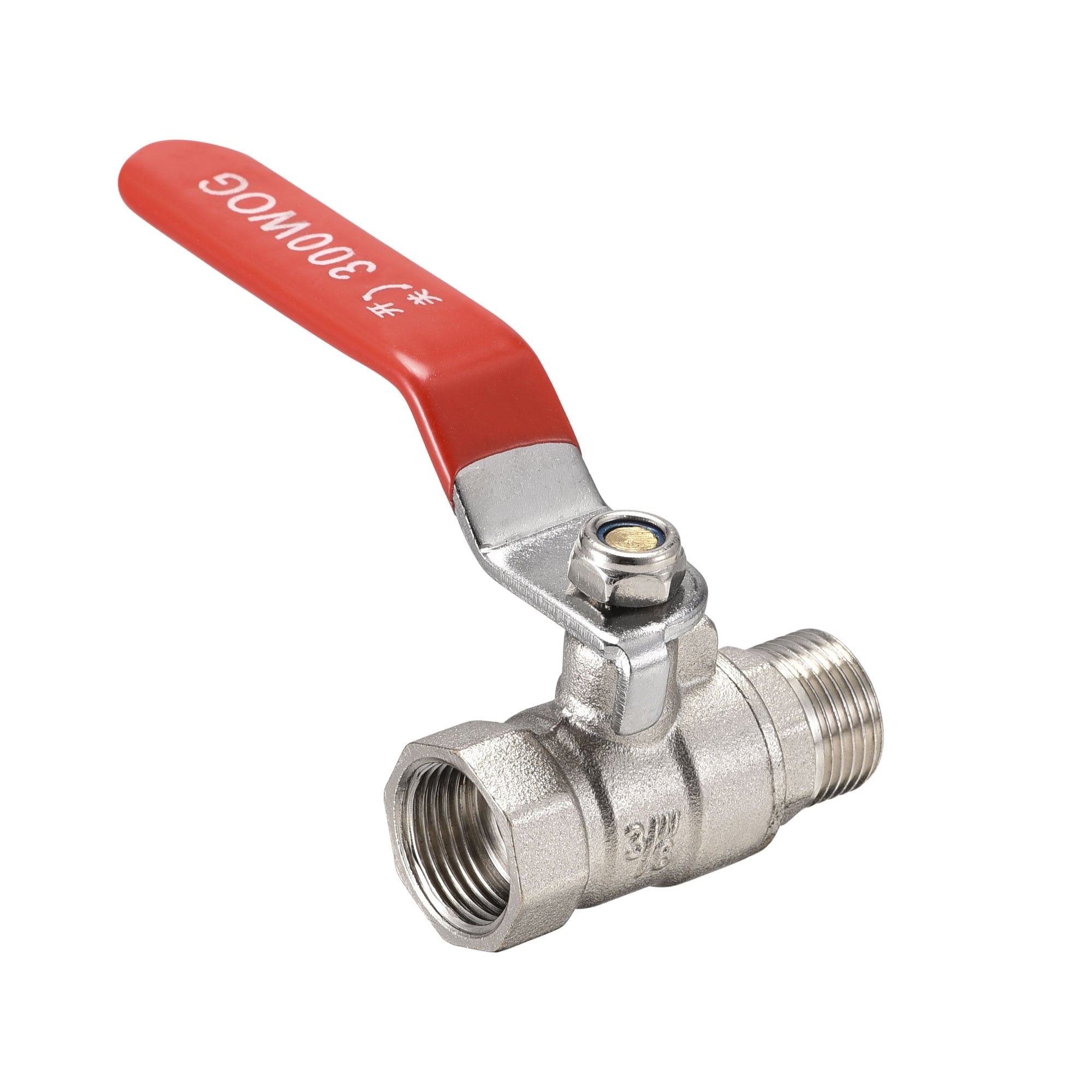 15mm Lever Ball Valve Red Handle Brass Compression Fitting Stop Shut-off PN30