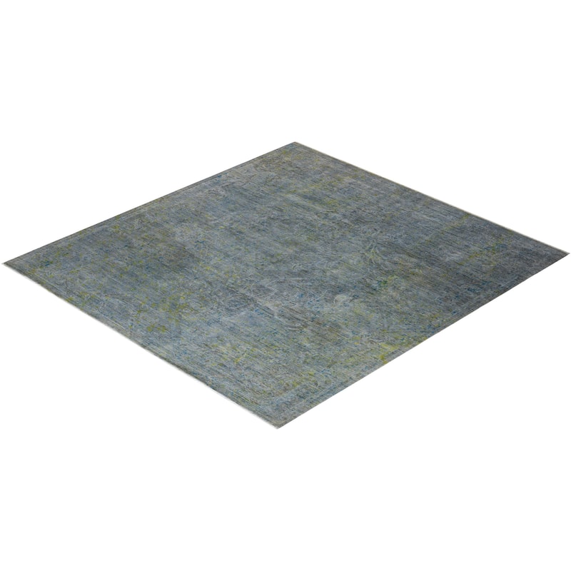 Overton Hand Knotted Wool Vintage Inspired Modern Contemporary Overdyed Gray Square Area Rug - 9' 0" x 9' 4"