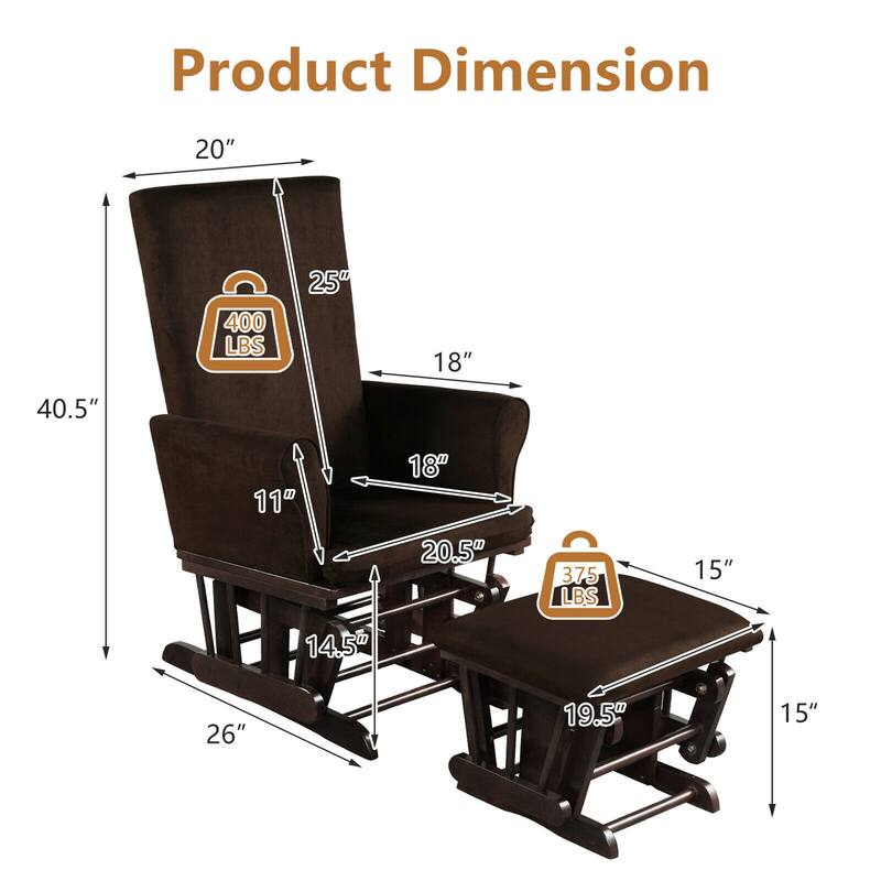 Gymax Glider and Ottoman Cushion Set Wooden Baby Nursery Rocking Chair - See Details