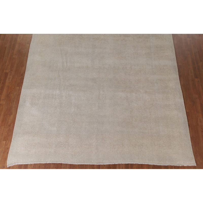 Hand Knotted Oriental 100% Wool Carpet Traditional Distressed Beige & Ivories Kashan Area Rug - 13' 0'' X 9' 4''