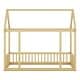 preview thumbnail 9 of 11, Natural Twin Size Pine Wood Floor Bed with House Roof & Guardrails