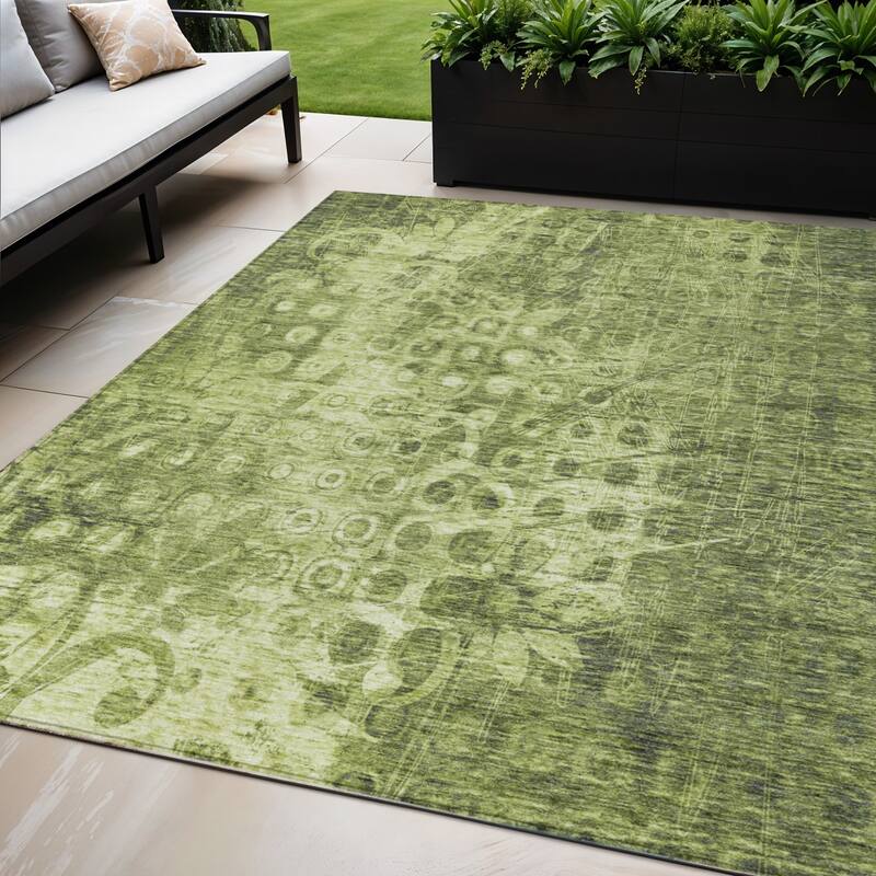 HomeRoots Ikat Transitional Rectangle Outdoor Rug - 5' X 8'