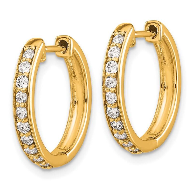 Curata 14k Yellow Gold Diamond Hoop Earrings - 16x17mm Wide 2mm Thick