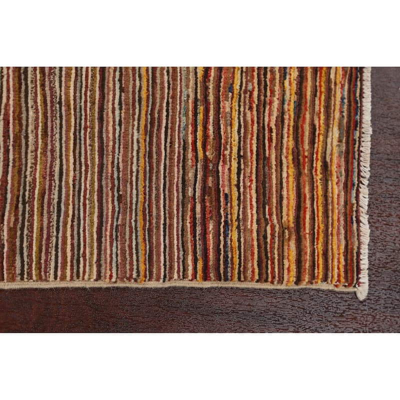 Contemporary Striped Gabbeh Kashkoli Area Rug Wool Hand-knotted Carpet - 2'6" x 4'1"