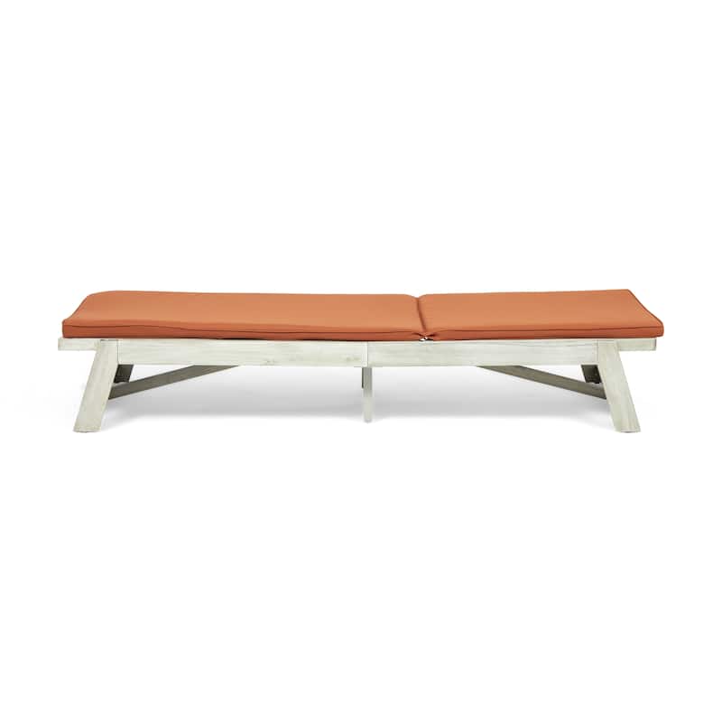 Maki Outdoor Acacia Wood Chaise Lounge and Cushion Set (Set of 2) by Christopher Knight Home