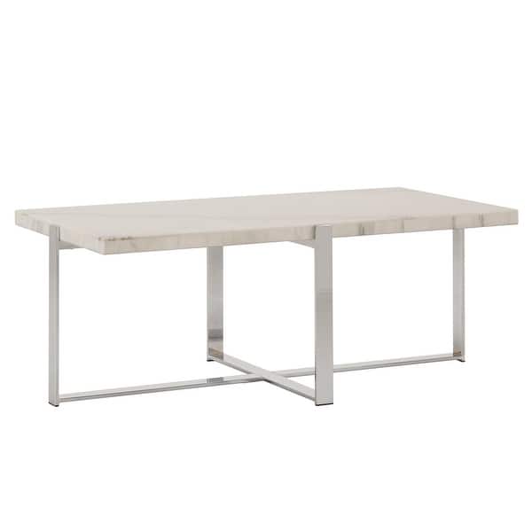slide 22 of 23, Azel Marble-top Chrome Framed Coffee Table or Table Set by iNSPIRE Q Modern Coffee Table Only