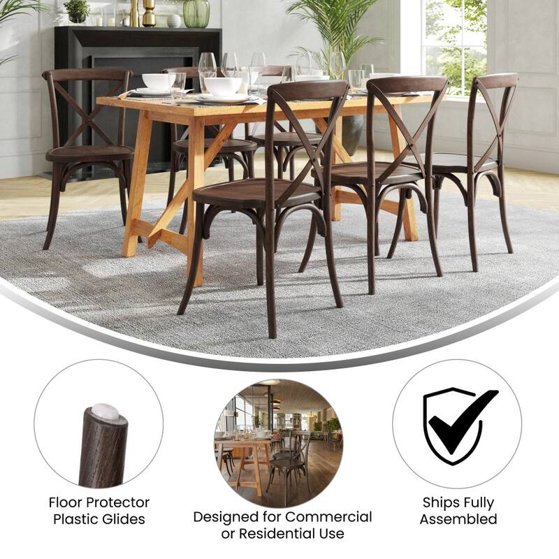 2 Pack Stackable Wood Cross Back Chair