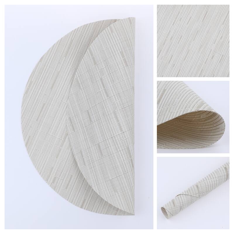 Round Placemats Set of 6 PVC Placemats for Kitchen Dining Table Decor Table Placemats Wipeable Table Mat - 14*14in - Beige