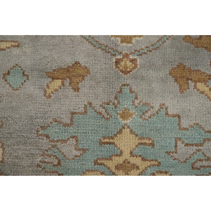 Transitional Blue Oushak Indian Area Rug Handmade Wool Carpet - 9'1" x 11'8"