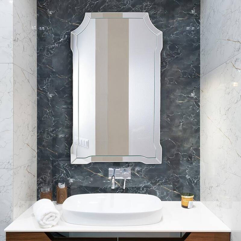 Allan Andrews Rectangular Beveled Mirror with Mirrored Frame