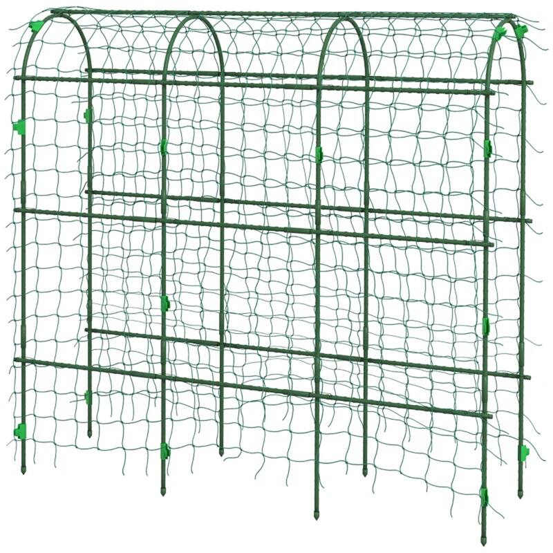 Green Steel Arch Trellis for Climbing Plants with Adjustable Design - 17" W x 71.75" D x 72" H - Green