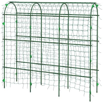 Green Steel Arch Trellis for Climbing Plants with Adjustable Design - 17" W x 71.75" D x 72" H