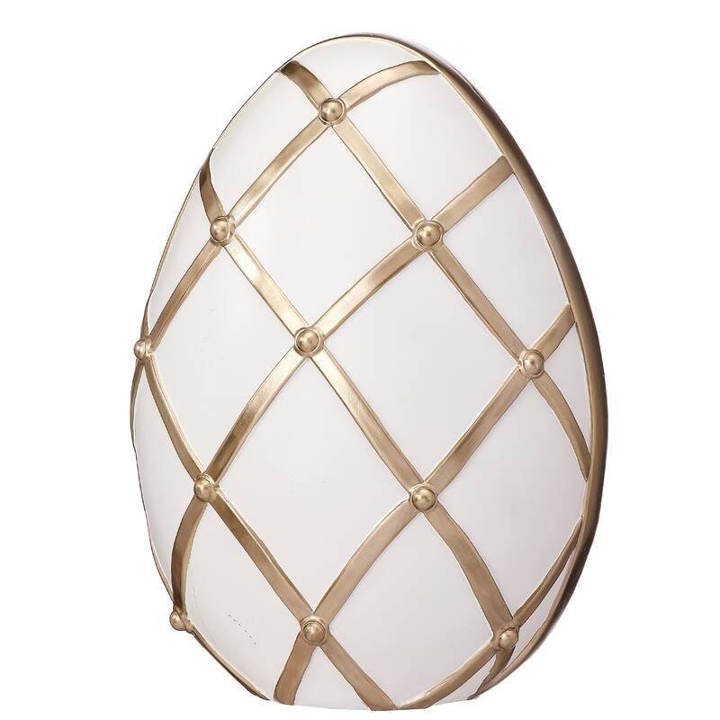 12.75" Resin Lattice White Chocolate Egg