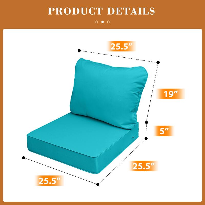 Waterproof Outdoor Deep Seat Cushion Set for Patio Furniture and Chairs