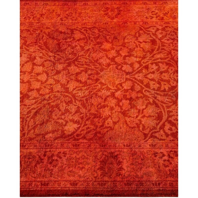 Overton Hand Knotted Wool Vintage Inspired Modern Contemporary Overdyed Orange Area Rug - 2' 8" x 22' 9"