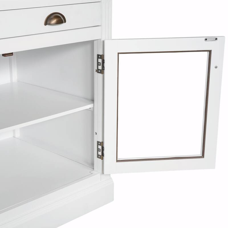 83.4" Tall Bookshelf, Modern Bookcase with 2 Glass Doors, 1 Drawer & Open Shelves