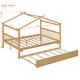 preview thumbnail 32 of 110, Creativity House Bed Twin/ Full Size Frame with Trundle for Boys Girls, Wood Platform Bed with Roof No Box Spring Needed
