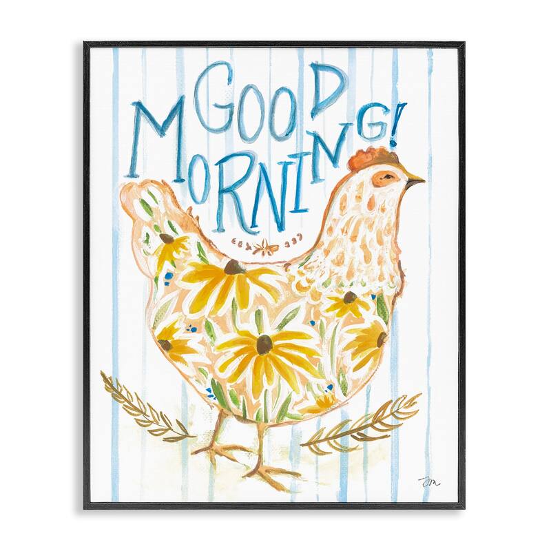 Stupell Good Morning Farmhouse Hen Framed Giclee Art Design By Jessica Mingo - 24 x 30 - Black