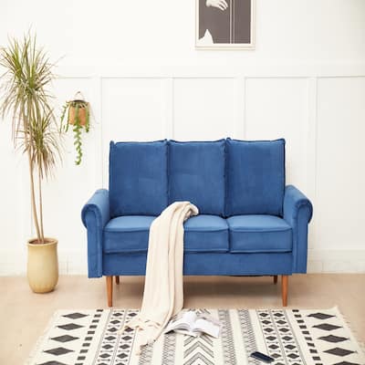 Plush Microfiber Sofa, High-Density Foam Comfort, Solid Wood Frame