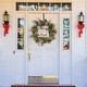 preview thumbnail 7 of 6, Fraser Hill Farm 26-Inch Frosted Wreath with Pinecones, Red Berries, and Merry Christmas Sign - Multi
