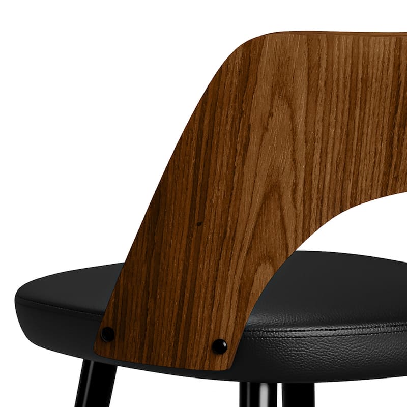 WYNDENHALL Sevyn Contemporary 16" Counter Height Stool (Setof 2) in Black PU faux leather - 18.9" D x 17.5" W x 35.4"H