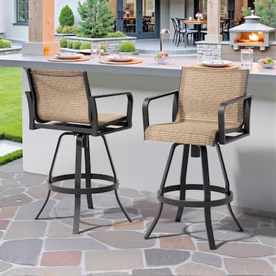 Outdoor Patio Aluminum Barstools Bar Height Bar Stools Swivel Bar Chairs Set of 2/4