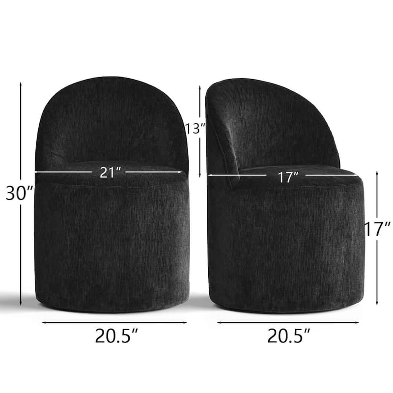 Upholstered Chenille Barrel Accent Chair with Castors(Set of 2)