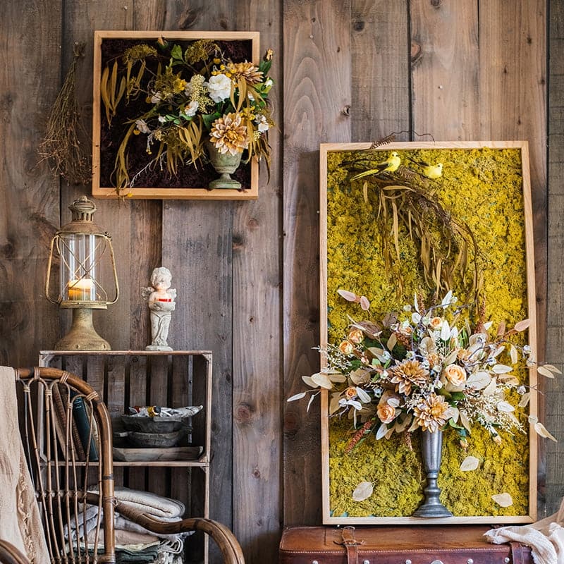 RusticReach Large Golden Bird Vase 3D Framed Wall Art