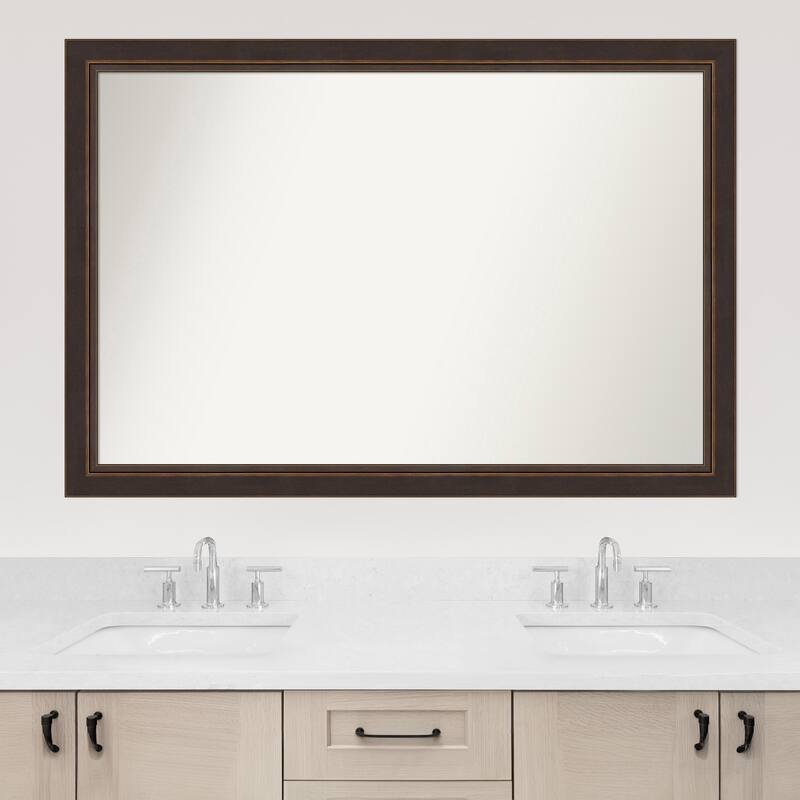 Lara Bronze Framed Non-Beveled Custom Wall Mirror, Bathroom Vanity Mirror