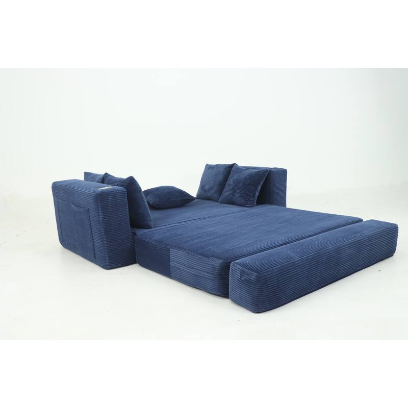 Convertible Sofa Bed, 76" Boneless Loveseat Couch 2 in 1 Foldable Floor Sofa Couch with 2 Cup Holders, Folding Sleeper Chair
