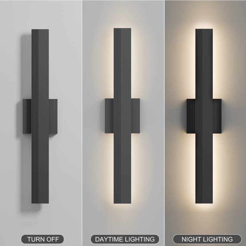 Aluminum LED Outdoor Wall Lights Matte Black with Linear Texture