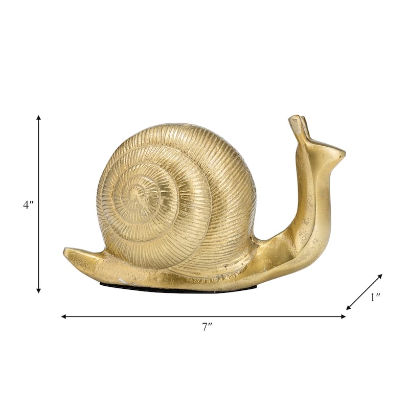 Decorative Metal Snail Figurine Statue - 7", Gold & Metallic - 6.75"