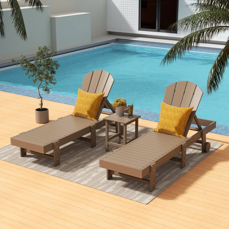 Polytrends Laguna Hdpe All Weather Outdoor Patio Pool Reclining Armless Chaise Lounges (3-Piece Set)