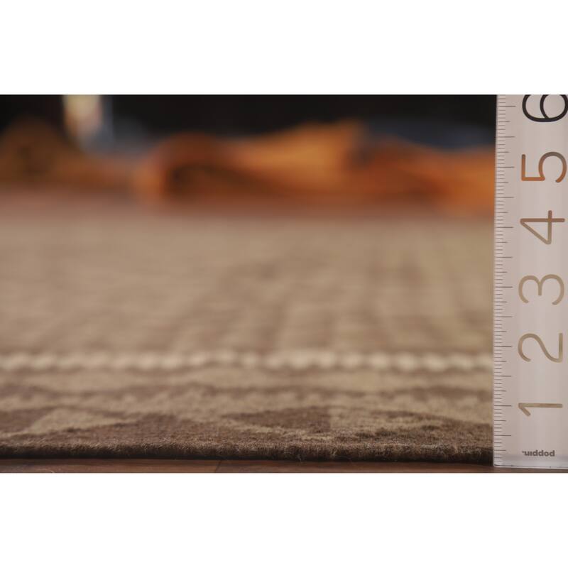 Hand Woven Oriental 100% Wool Carpet Southwestern Geometric Brown Kilim Area Rug - 9' 5'' X 6' 10''