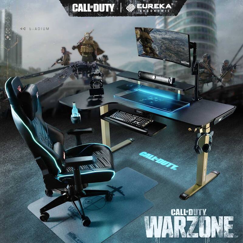 EUREKA ERGONOMIC & Call of Duty 61" Large L-Shaped Height Adjustable Standing Game Desk
