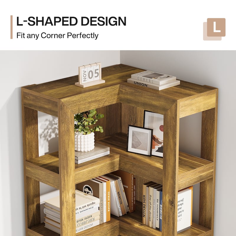 Tall L-Shaped Corner Bookshelf