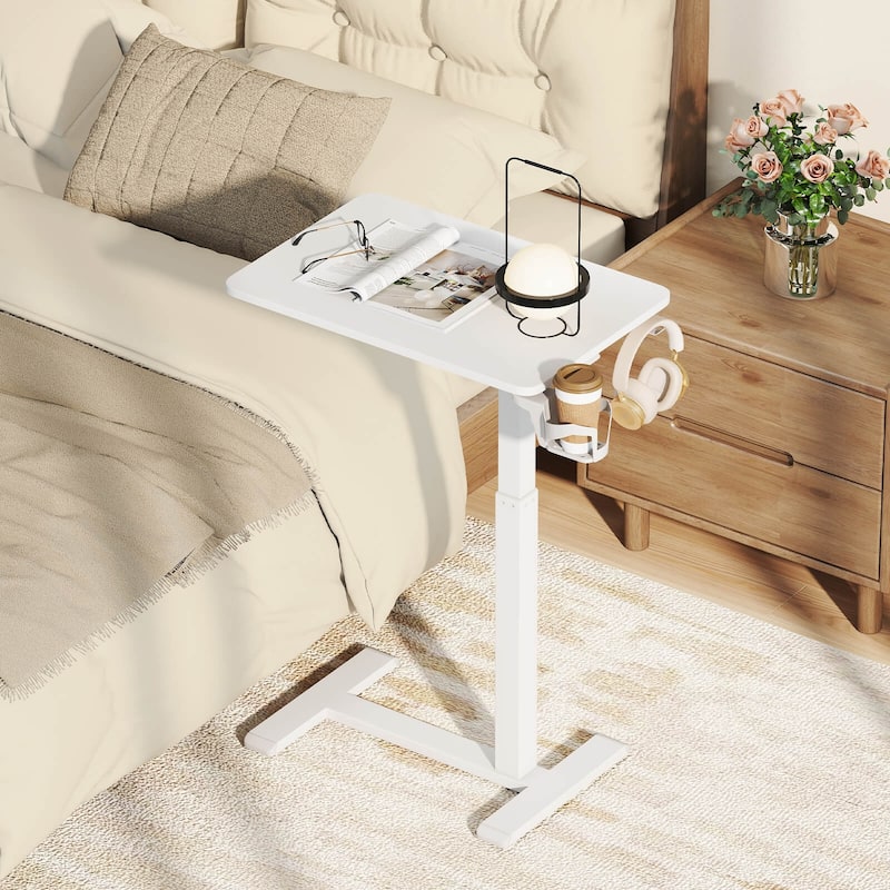 Costway C Shaped Side Table Height Adjustable Overbed Bedside Table - See Details