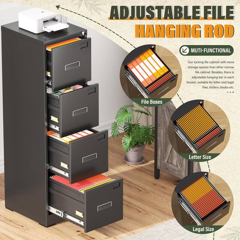 2/4 Drawer Vertical File Cabinet with Lock for Home Office