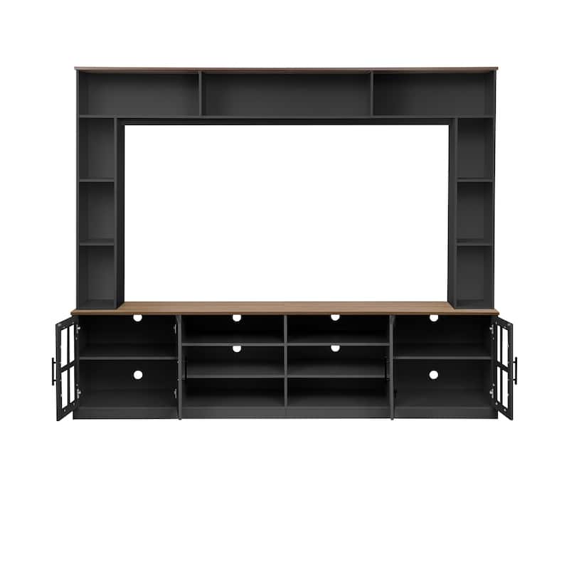 95.5" Wall Unit Entertainment Center Set with Bookshelves, TV Stand for Televisions Up to 80", Media Cabinet with Bridge