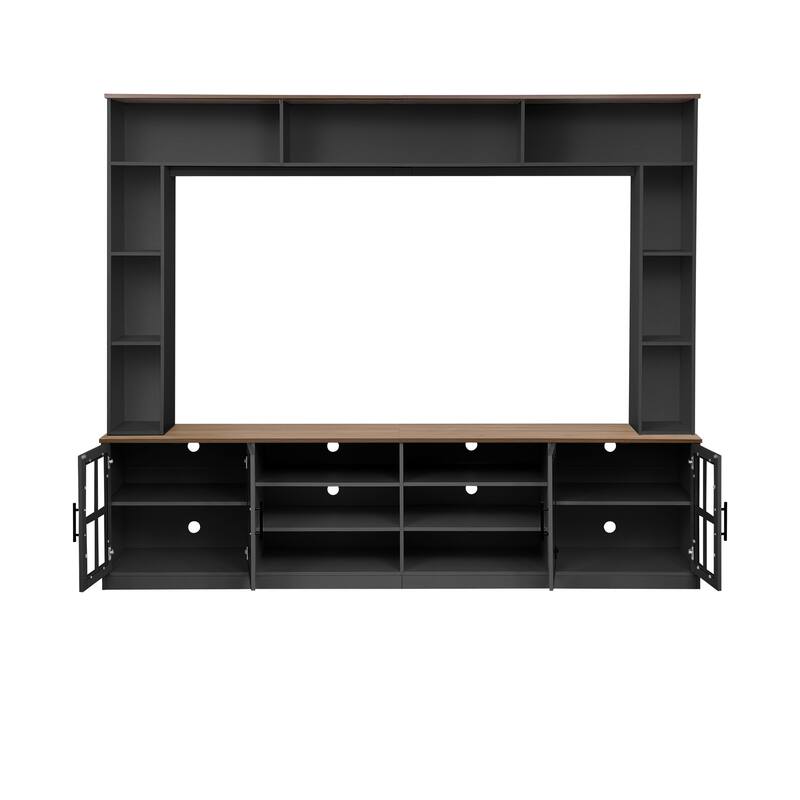 Roomfitters Wall Unit Entertainment Center for up to 80 Inch TV, Media Console with Cabinets and Bookshelves