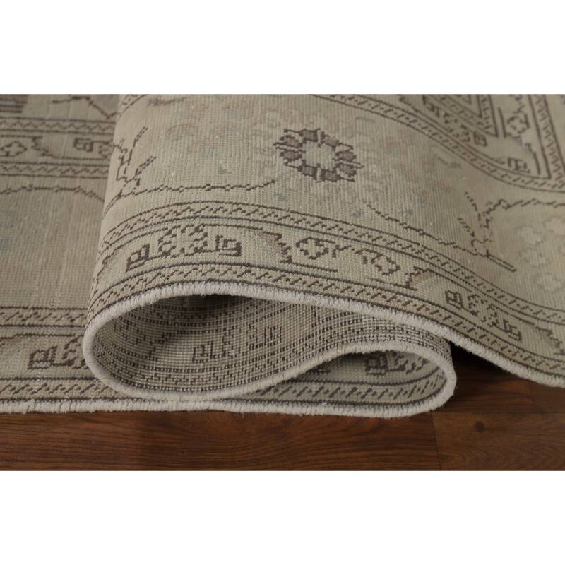 Distressed Tabriz Vintage Persian Rug Hand-Knotted Bedroom Wool Carpet - 7'11" x 11'0"