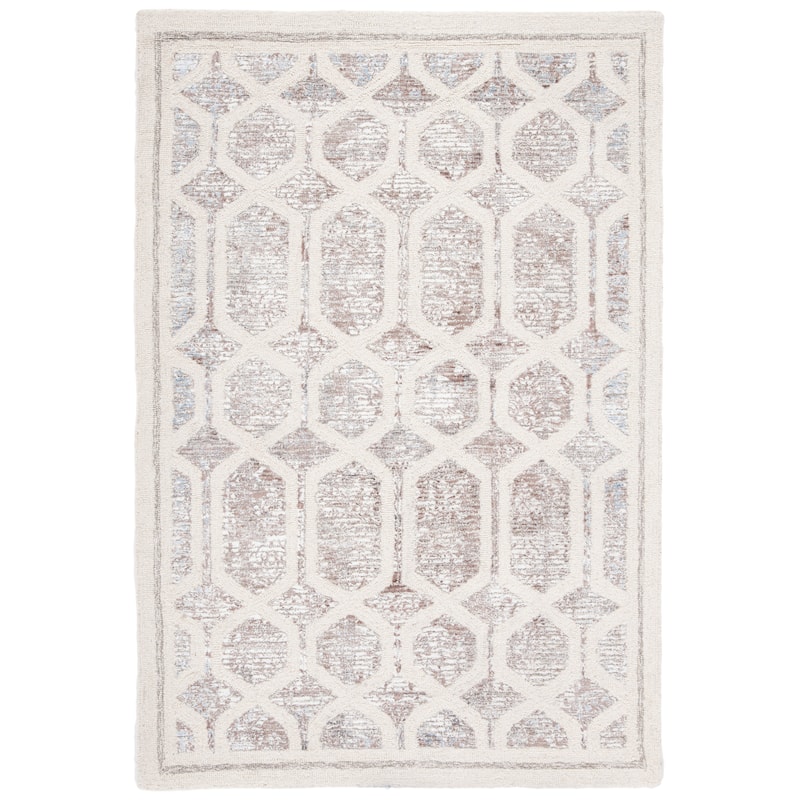 SAFAVIEH, Handmade Artistry Poulia Geometric Wool Rug - 4' x 6' - Ivory/Beige